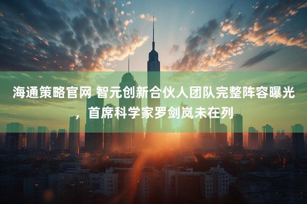 海通策略官网 智元创新合伙人团队完整阵容曝光，首席科学家罗剑岚未在列