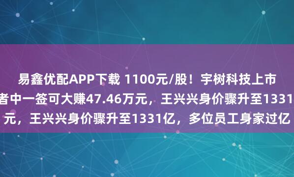 易鑫优配APP下载 1100元/股！宇树科技上市首日高开629%，投资者中一签可大赚47.46万元，王兴兴身价骤升至1331亿，多位员工身家过亿